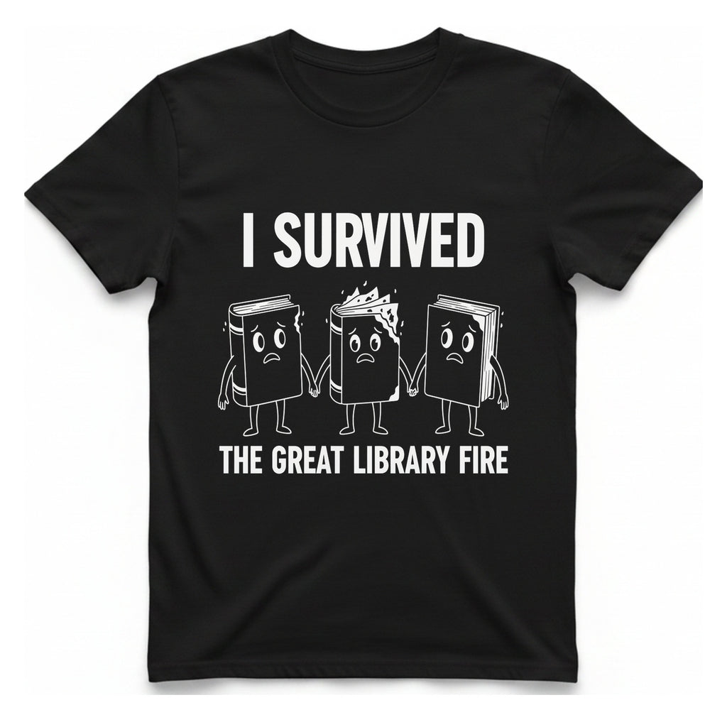 I Survived The Great Library T-Shirt - Black front