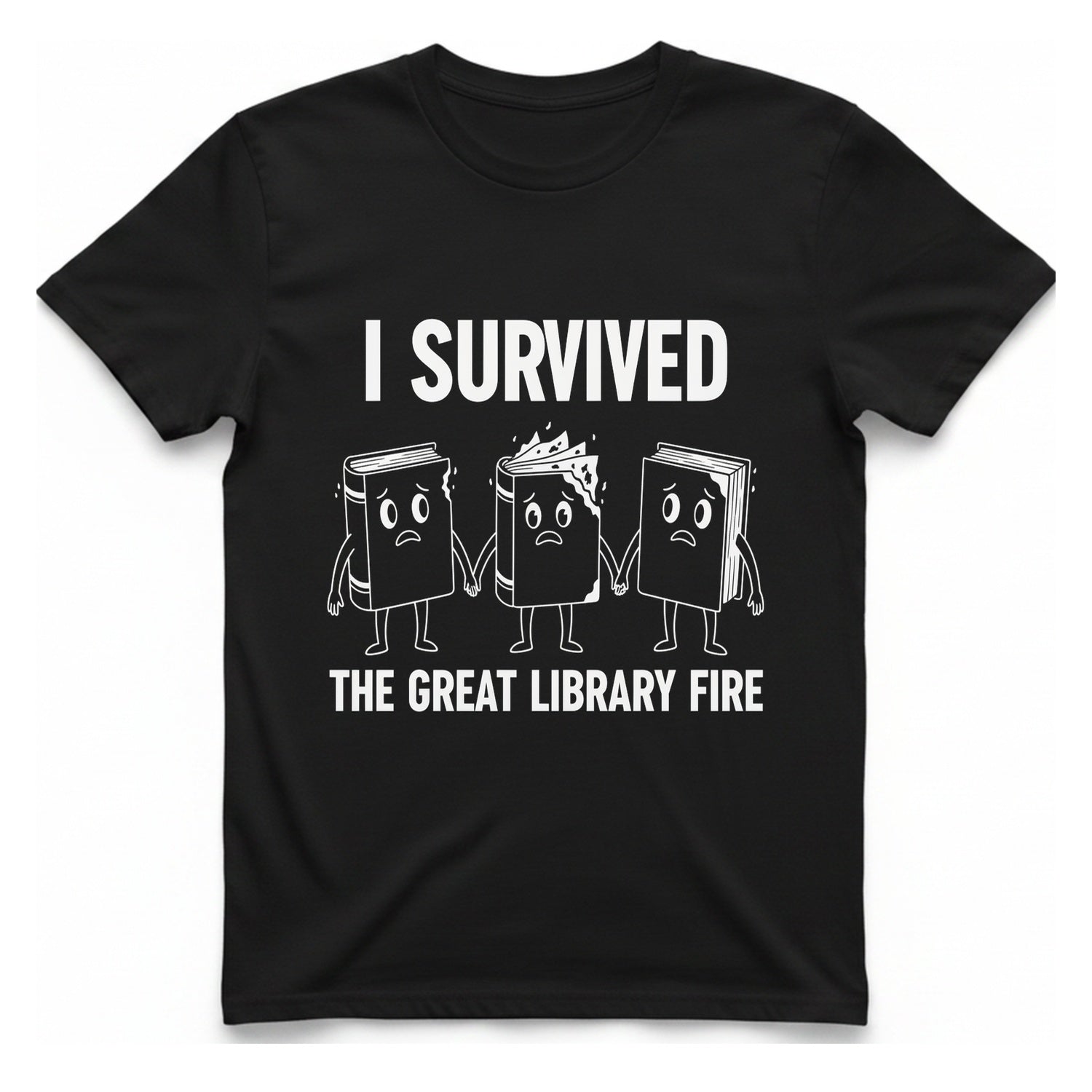 I Survived The Great Library T-Shirt - Black front