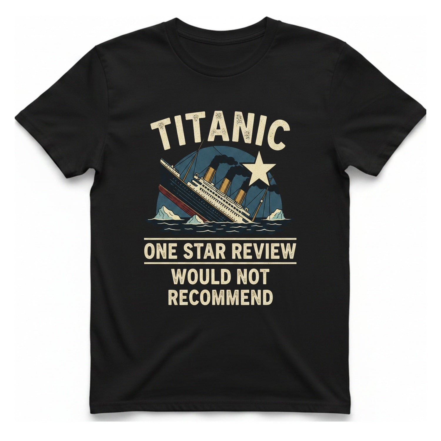 Titanic One Star Review T-Shirt - Black front