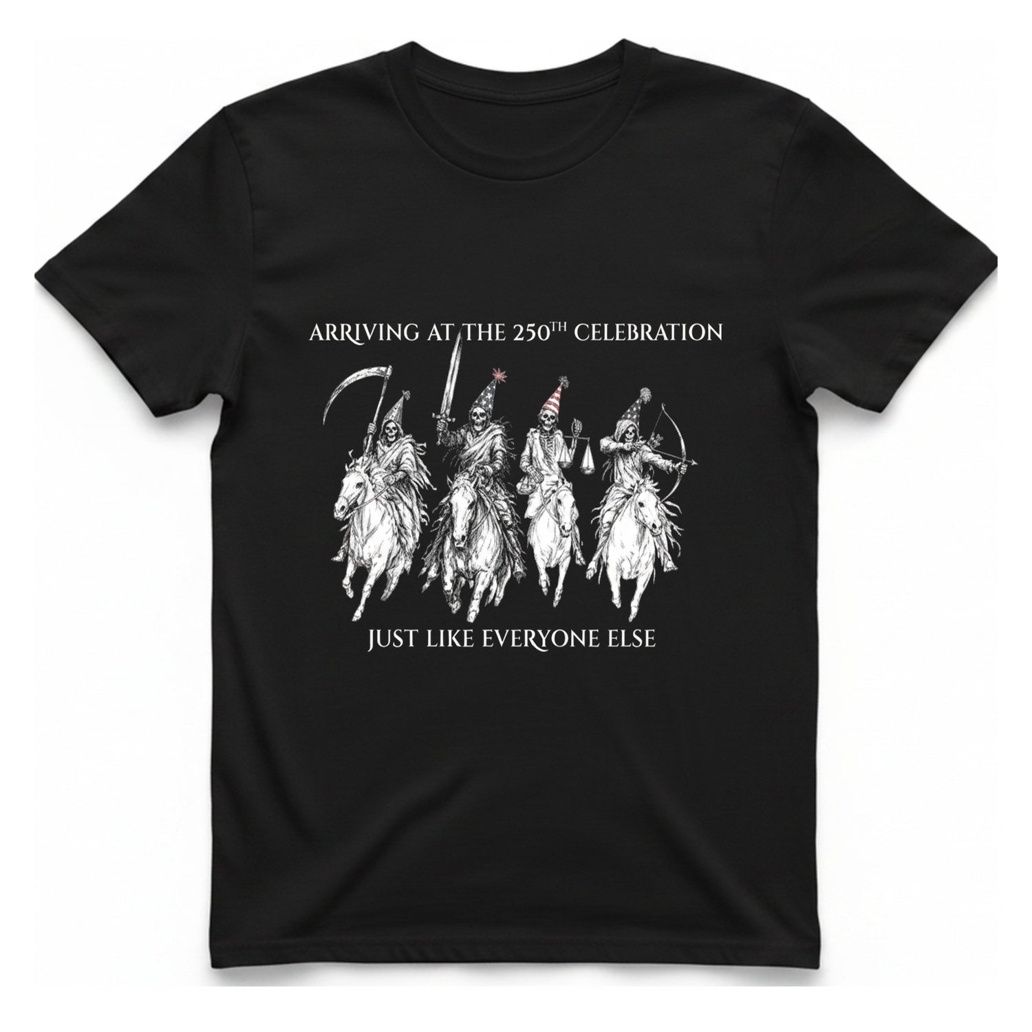250Th Celebration Arriving T-Shirt - Black front