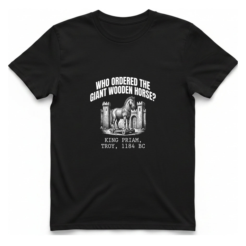 Trojan Wooden Horse T-Shirt - Black front