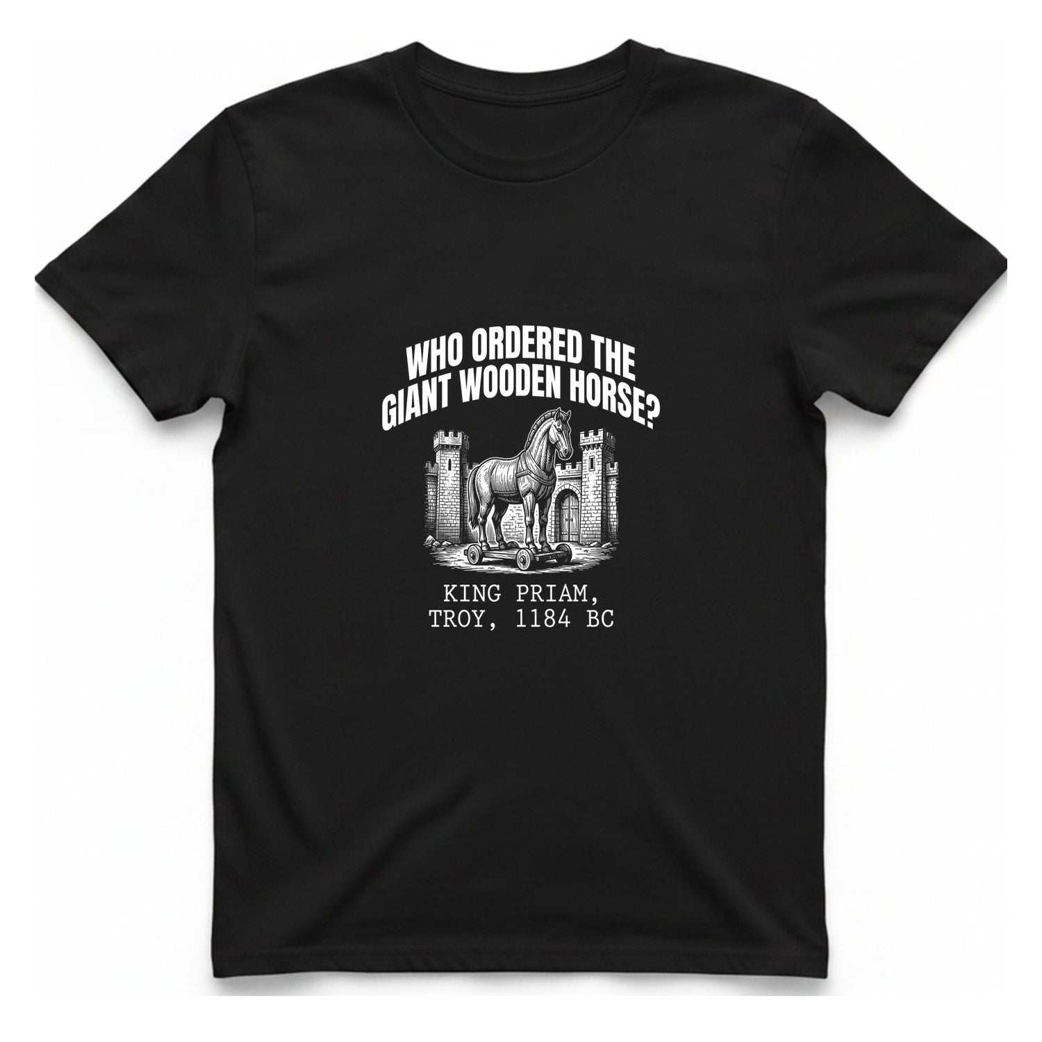Trojan Wooden Horse T-Shirt - Black front