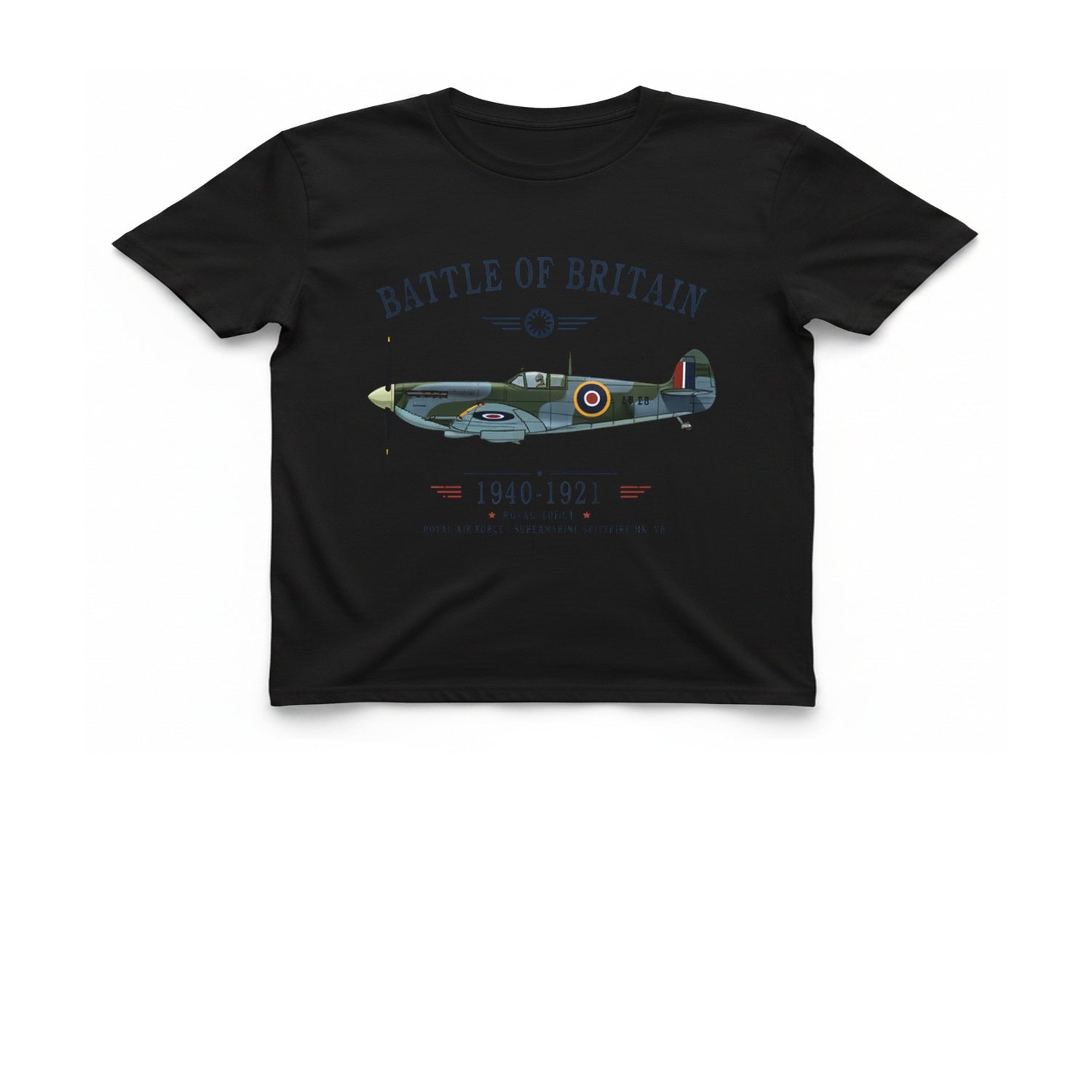 Battle of Britain Spitfire T-Shirt - Black front