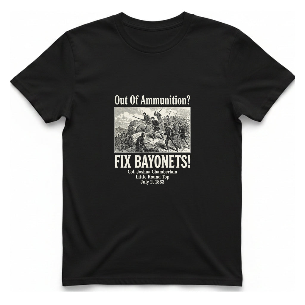 Out of Ammunition Fix Bayonets T-Shirt - Black front