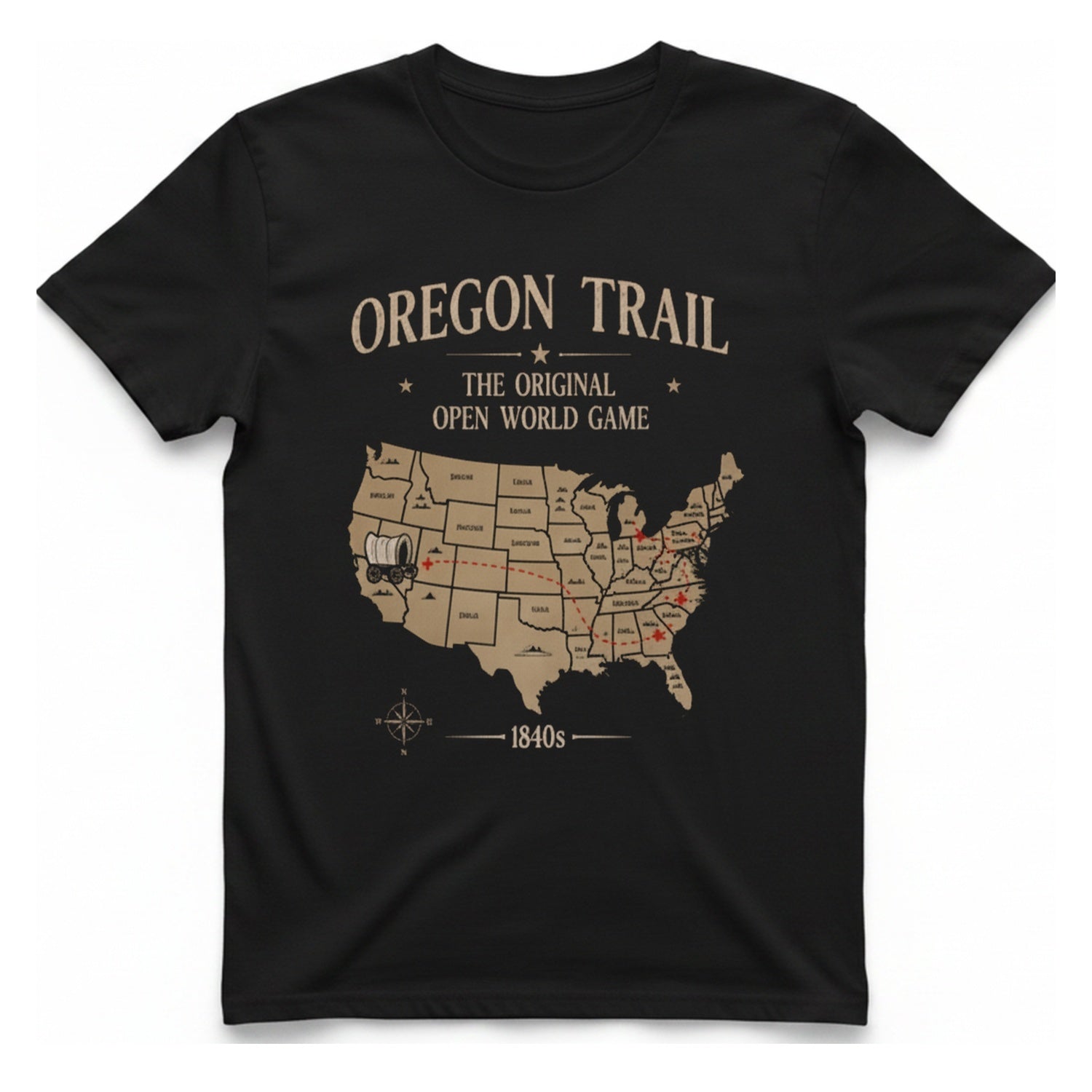 Oregon Trail The Original Open T-Shirt - Black front