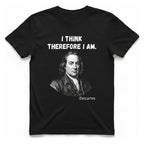 Descartes I Think Therefore I T-Shirt - Black front