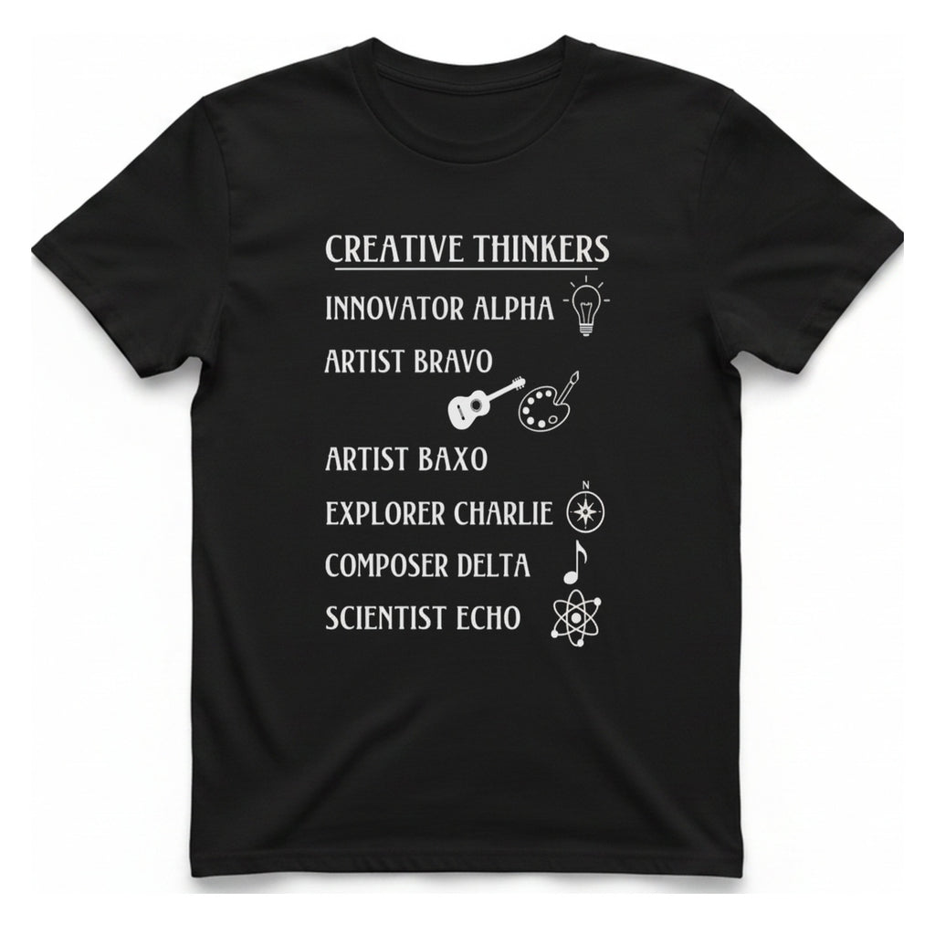 Creative Thinkers List T-Shirt - Black front