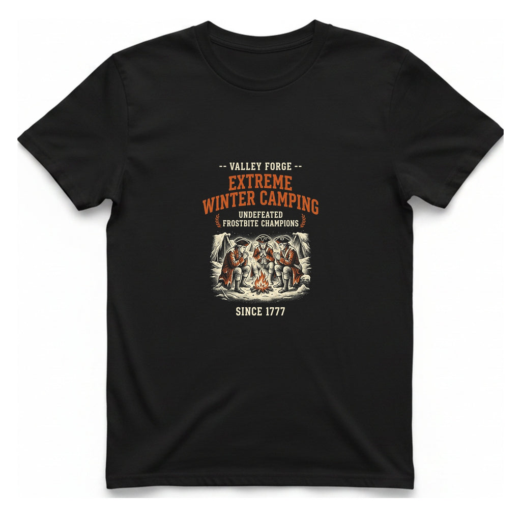 Valley Forge Winter Camping T-Shirt - Black front