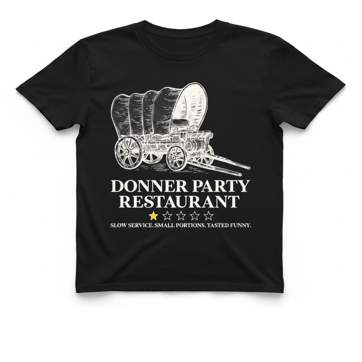 Donner Party Restaurant T-Shirt - Black front