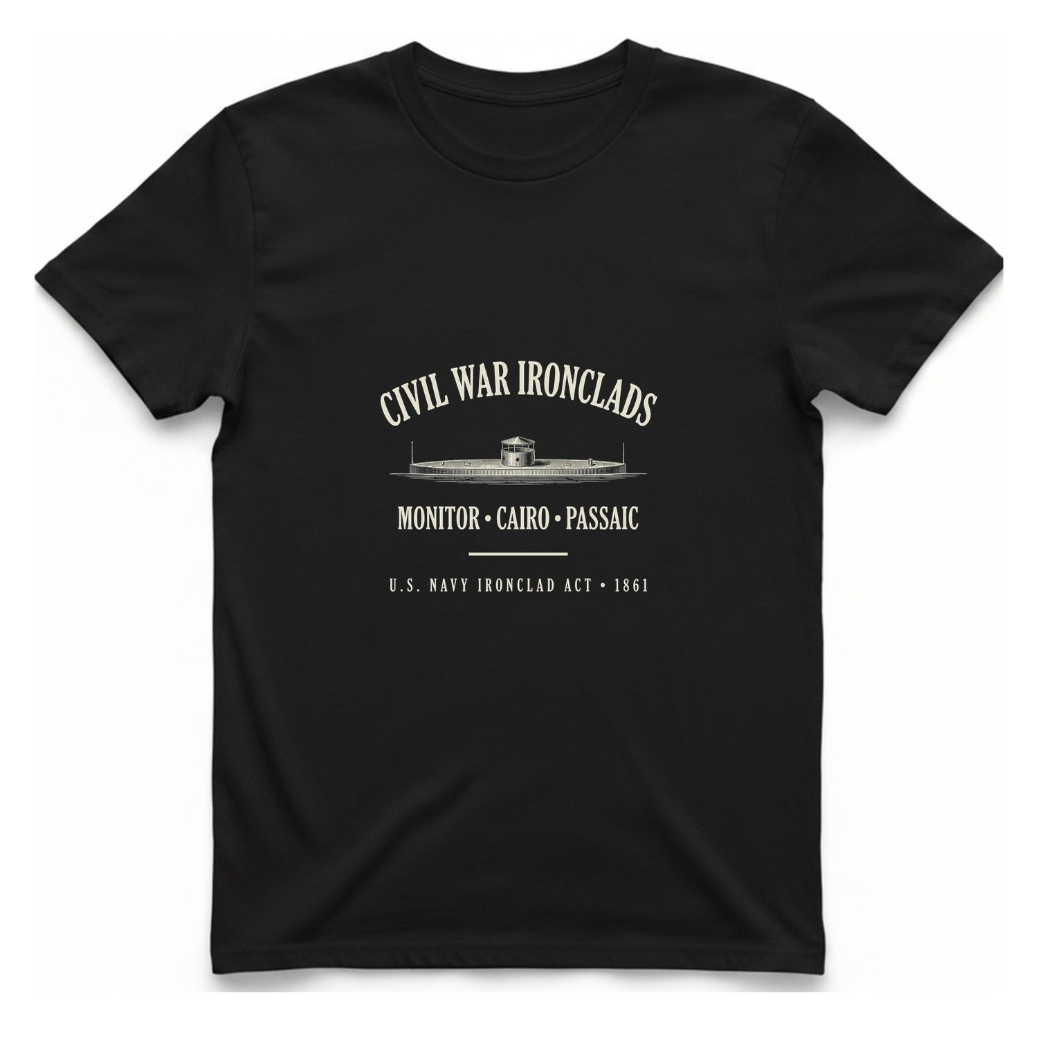 Civil War River Ironclads T-Shirt - Black front
