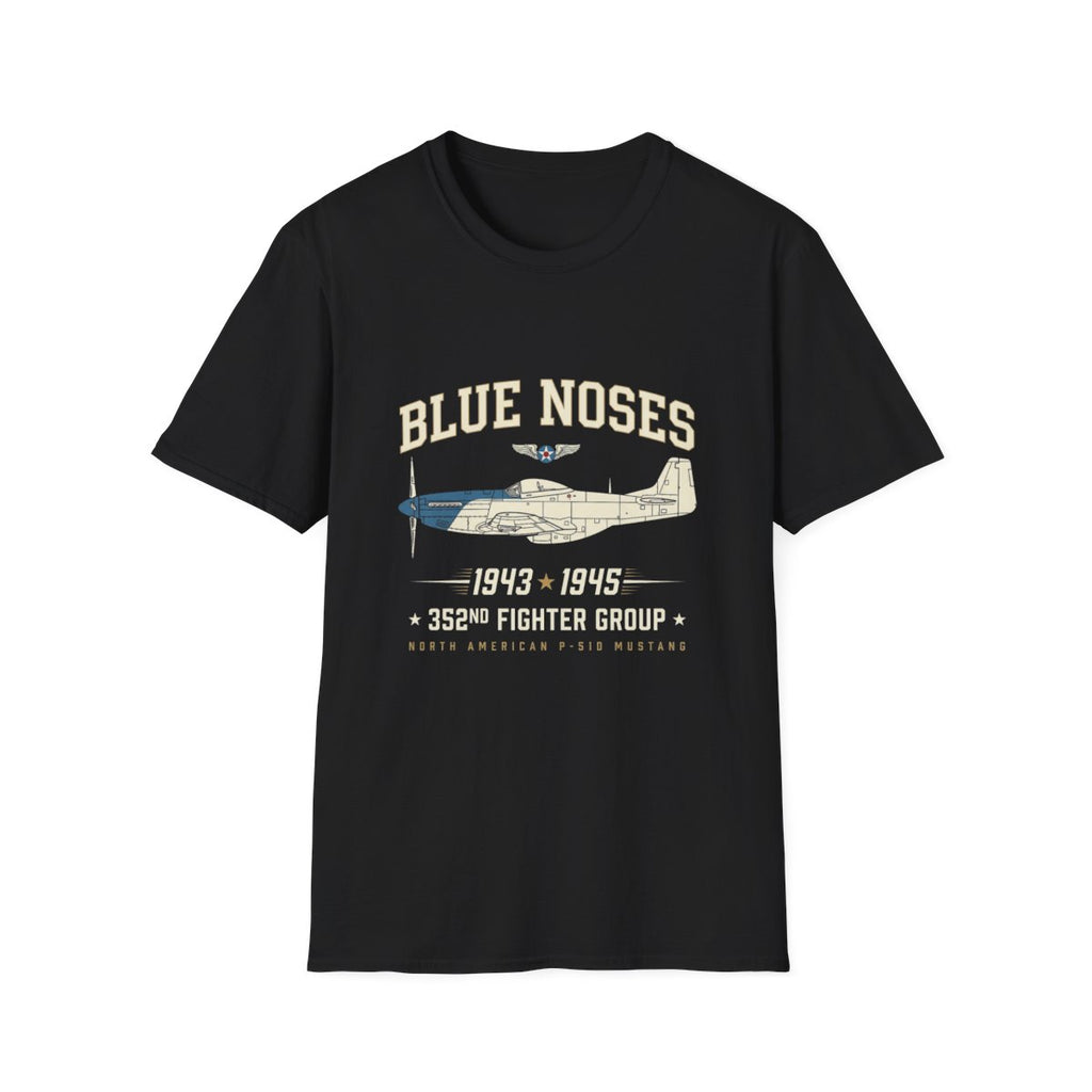 Blue Nosed Fighter Group T-Shirt - Black front
