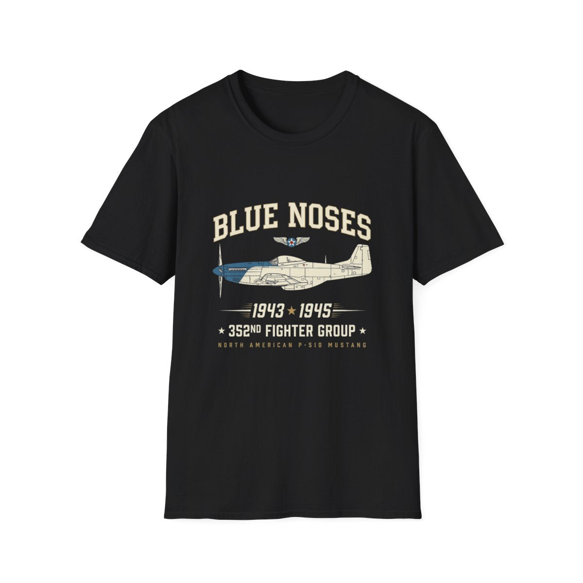 Blue Nosed Fighter Group T-Shirt - Black front