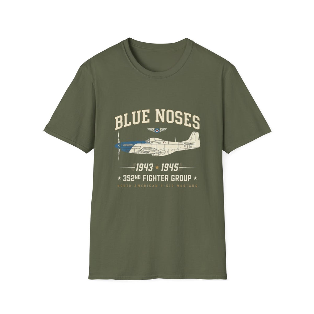 Blue Nosed Fighter Group T-Shirt - Military Green front