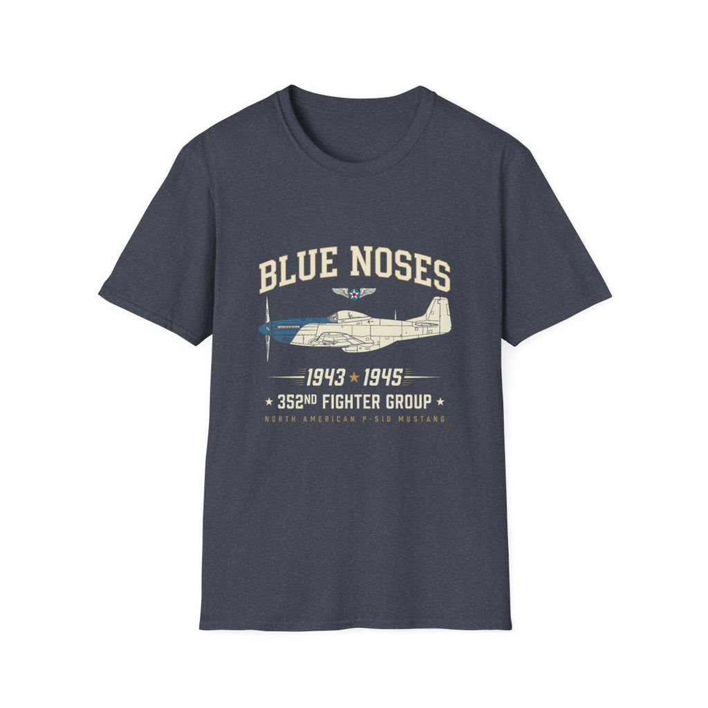 Blue Nosed Fighter Group T-Shirt - Heather Navy front