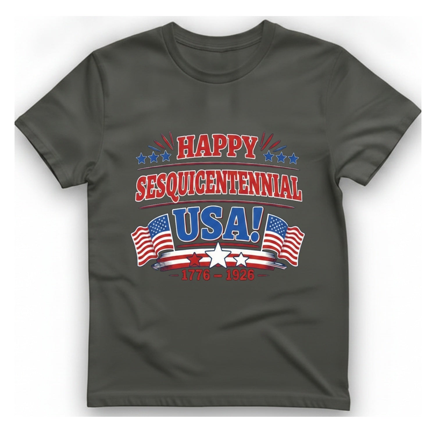 Happy Sesquicentennial Usa T-Shirt - Charcoal front