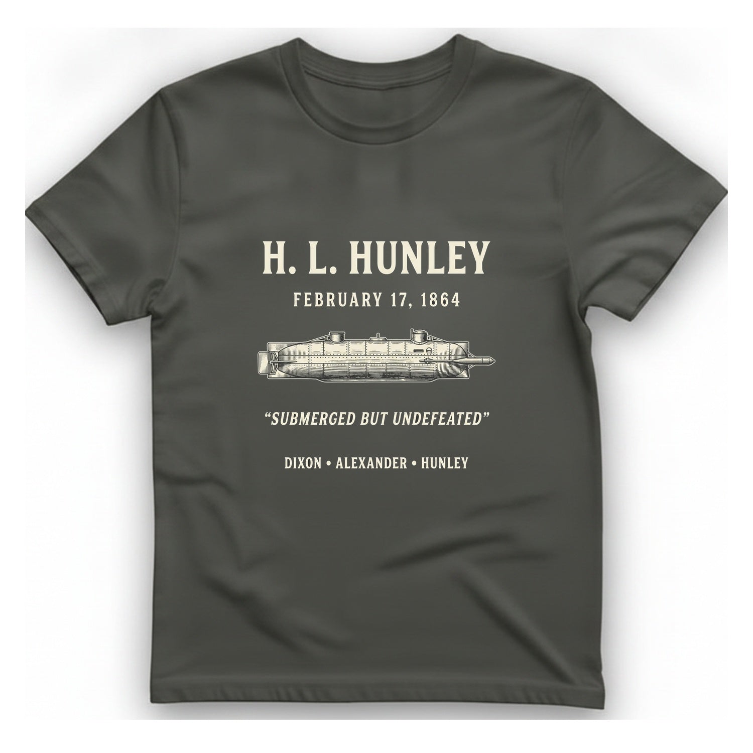 Css Hunley Submarine Memorial T-Shirt - Charcoal front