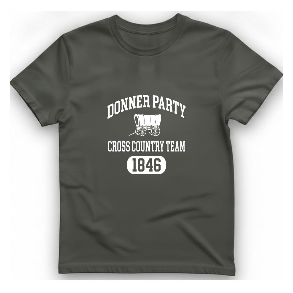Donner Party Cross Country Team T-Shirt - Charcoal front