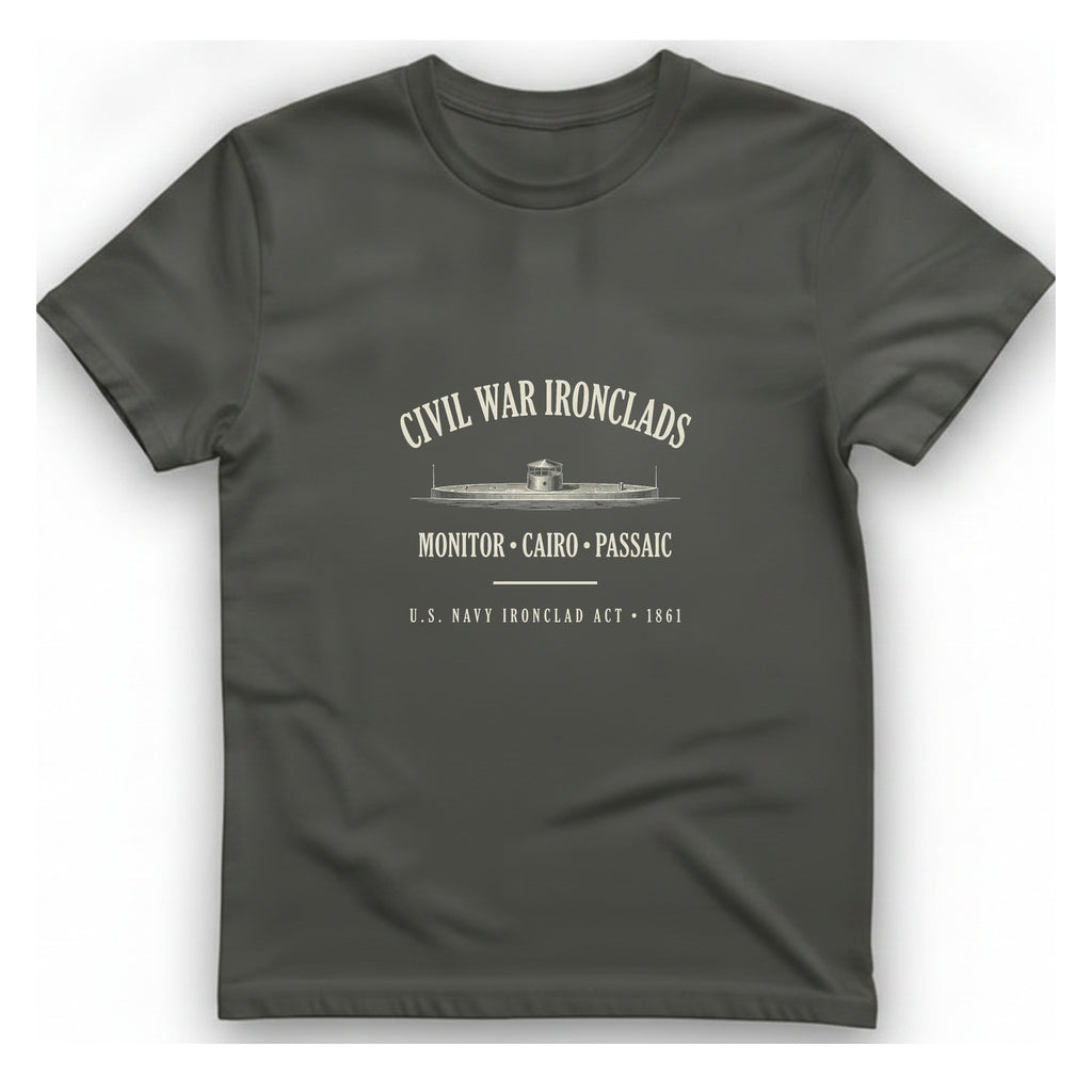 Civil War River Ironclads T-Shirt - Charcoal front