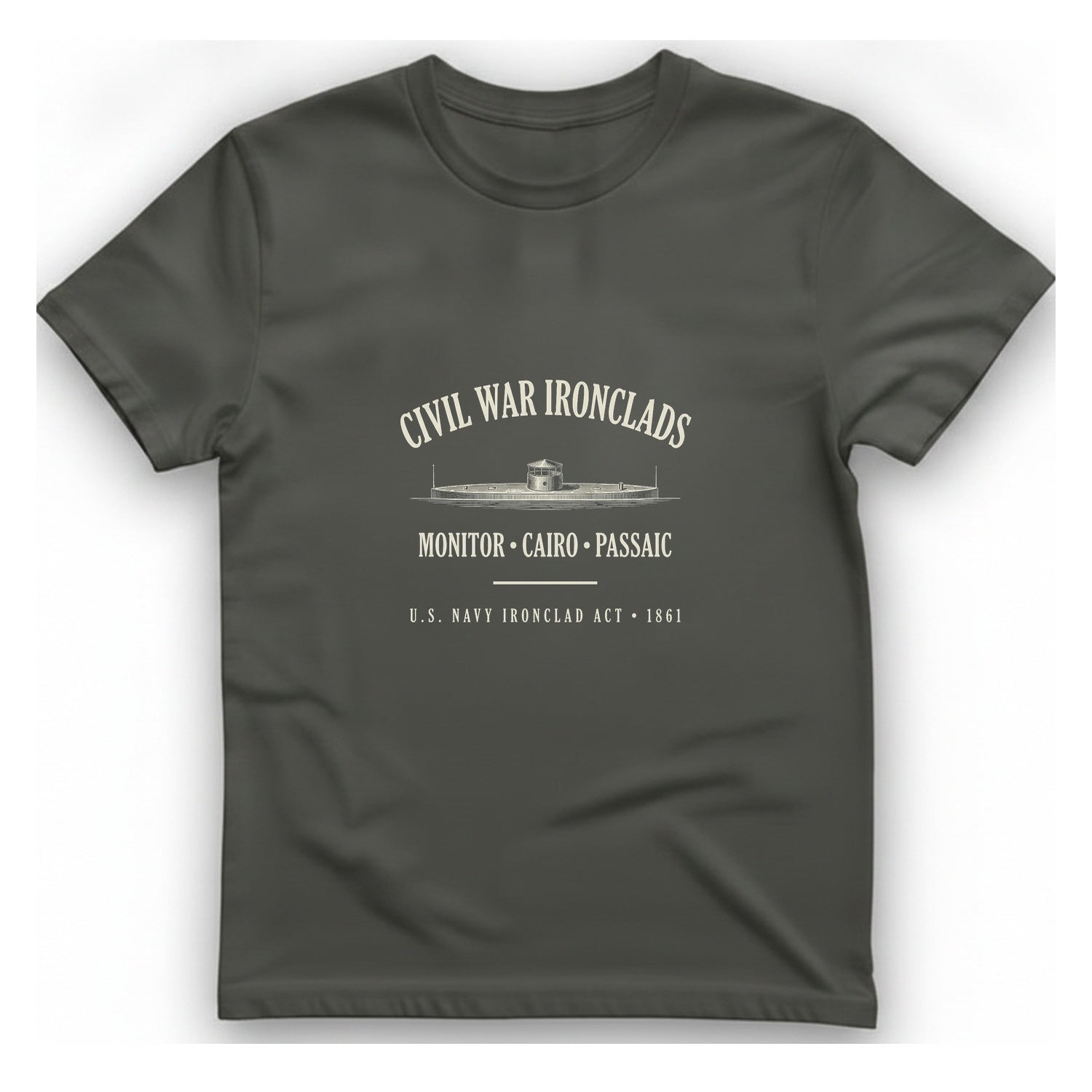 Civil War River Ironclads T-Shirt - Charcoal front