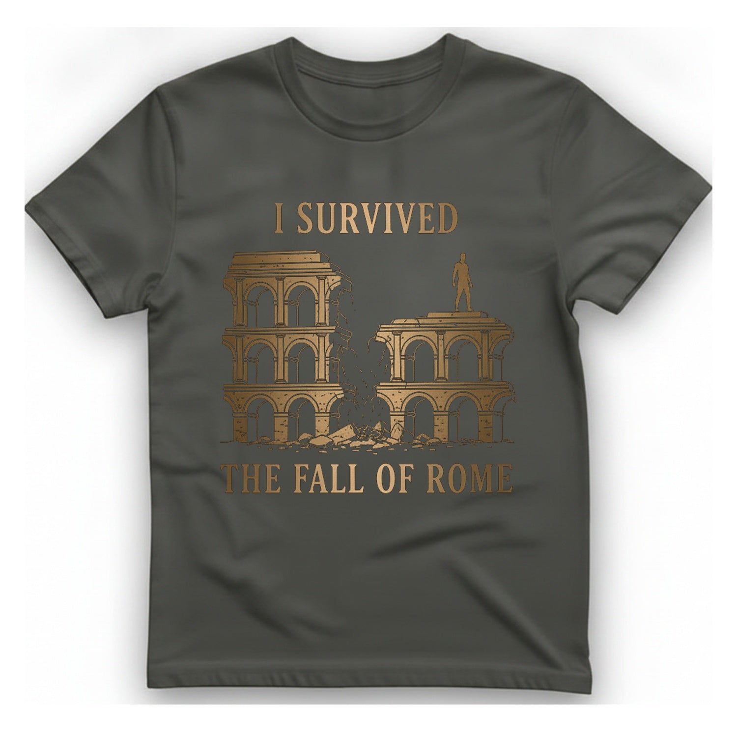I Survived The Fall of T-Shirt - Charcoal front