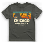 Chicago Great Fire 5K Retro T-Shirt - Charcoal front
