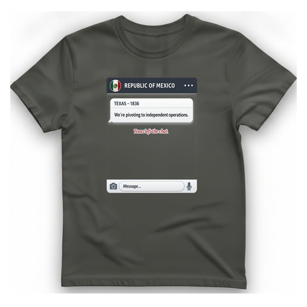 Texas Independence Group Chat T-Shirt - Charcoal front