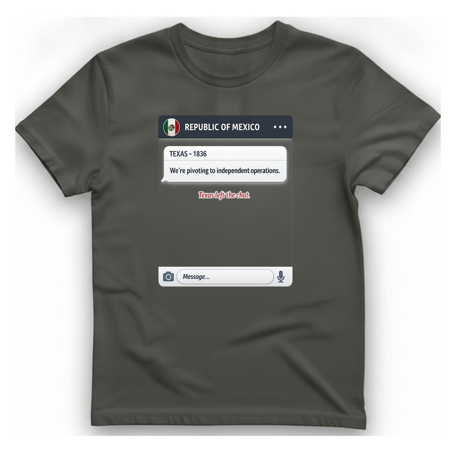 Texas Independence Group Chat T-Shirt - Charcoal front