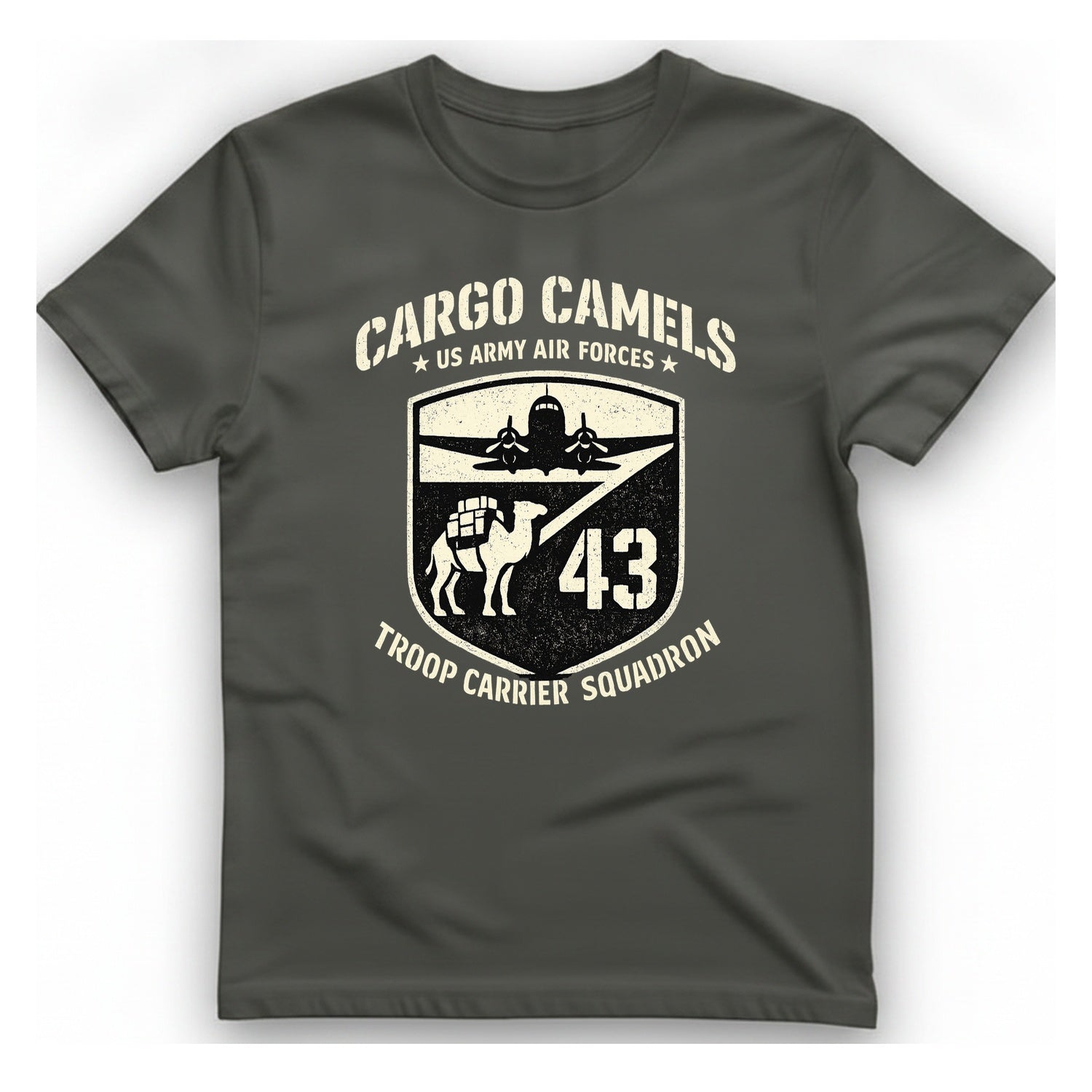 Cargo Camels WWII Usaaf Troop T-Shirt - Charcoal front