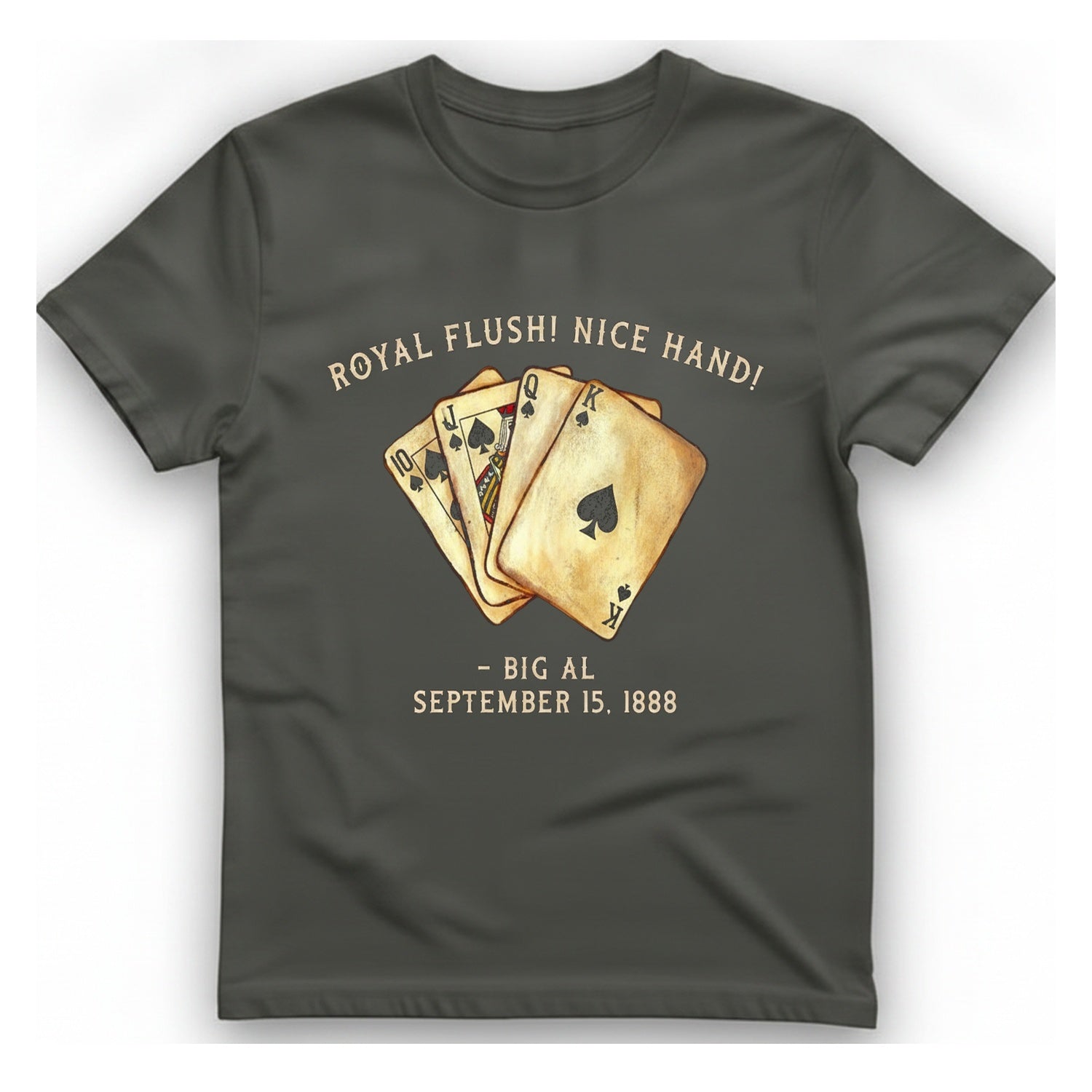 Royal Flush Hand T-Shirt - Charcoal front
