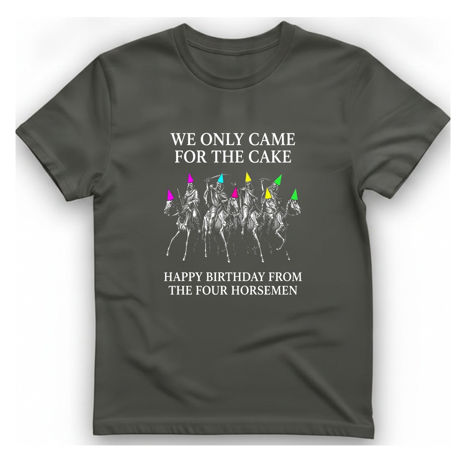 Four Horsemen Birthday Party T-Shirt - Charcoal front