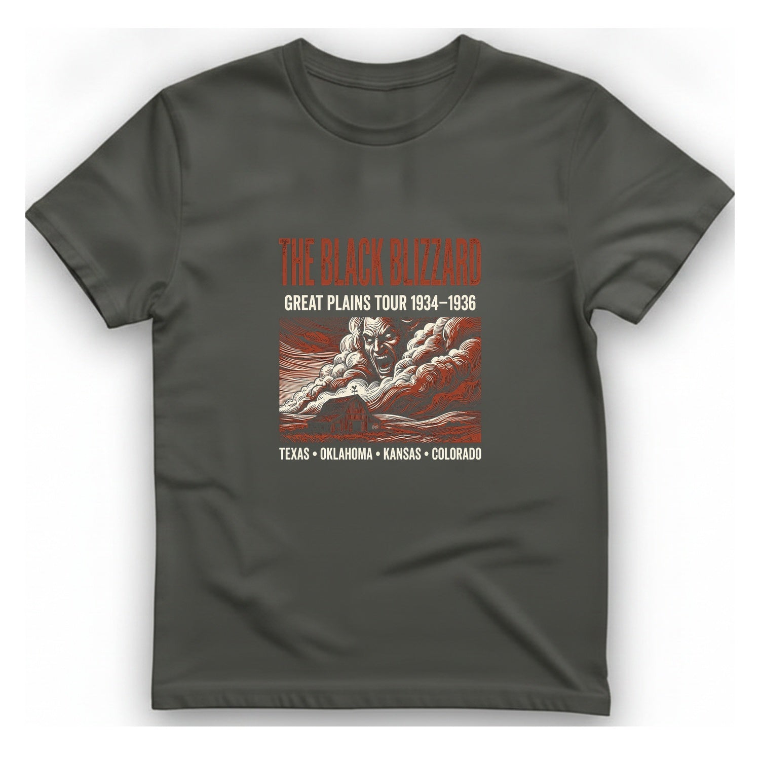 Black Blizzard Dust Tour T-Shirt - Charcoal front