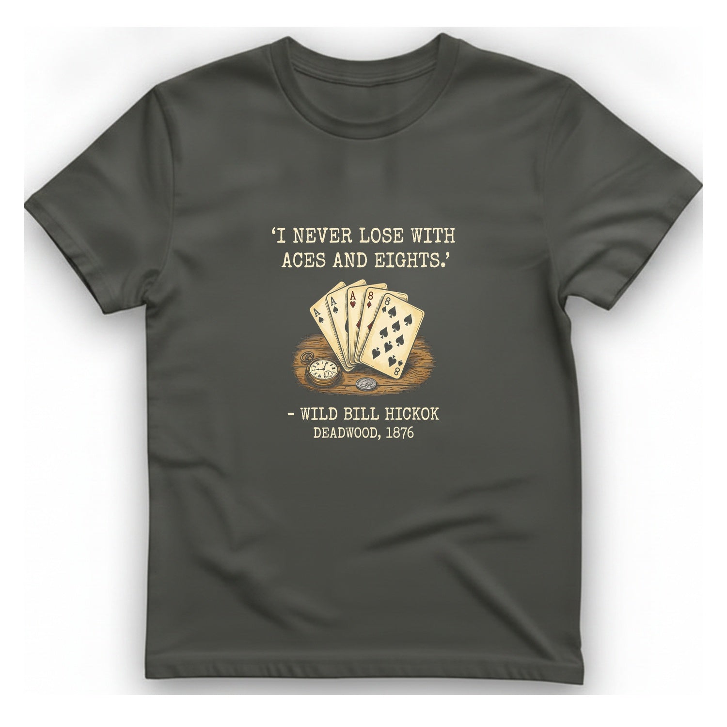 Dead Mans Hand Poker T-Shirt - Charcoal front