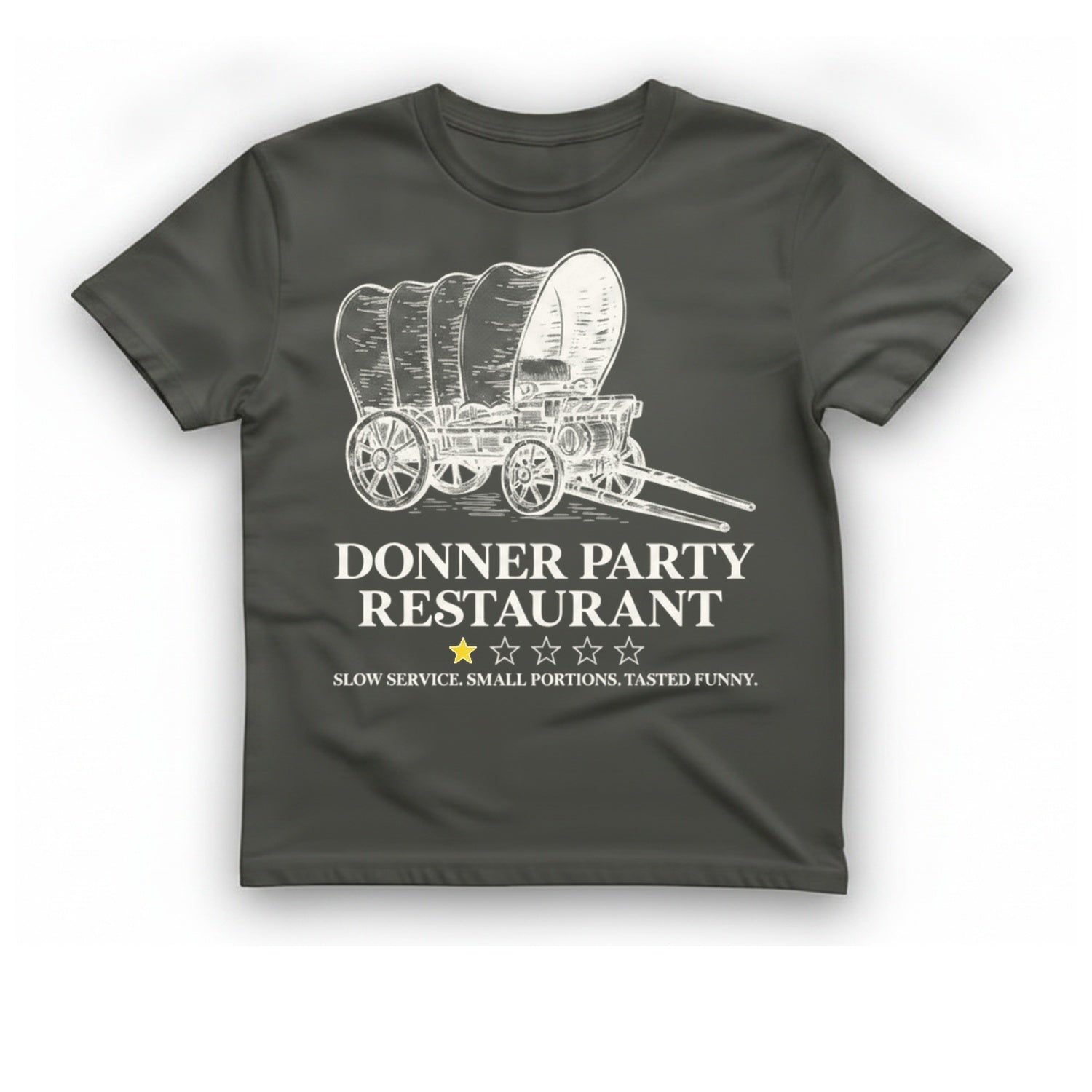 Donner Party Restaurant T-Shirt - Charcoal front