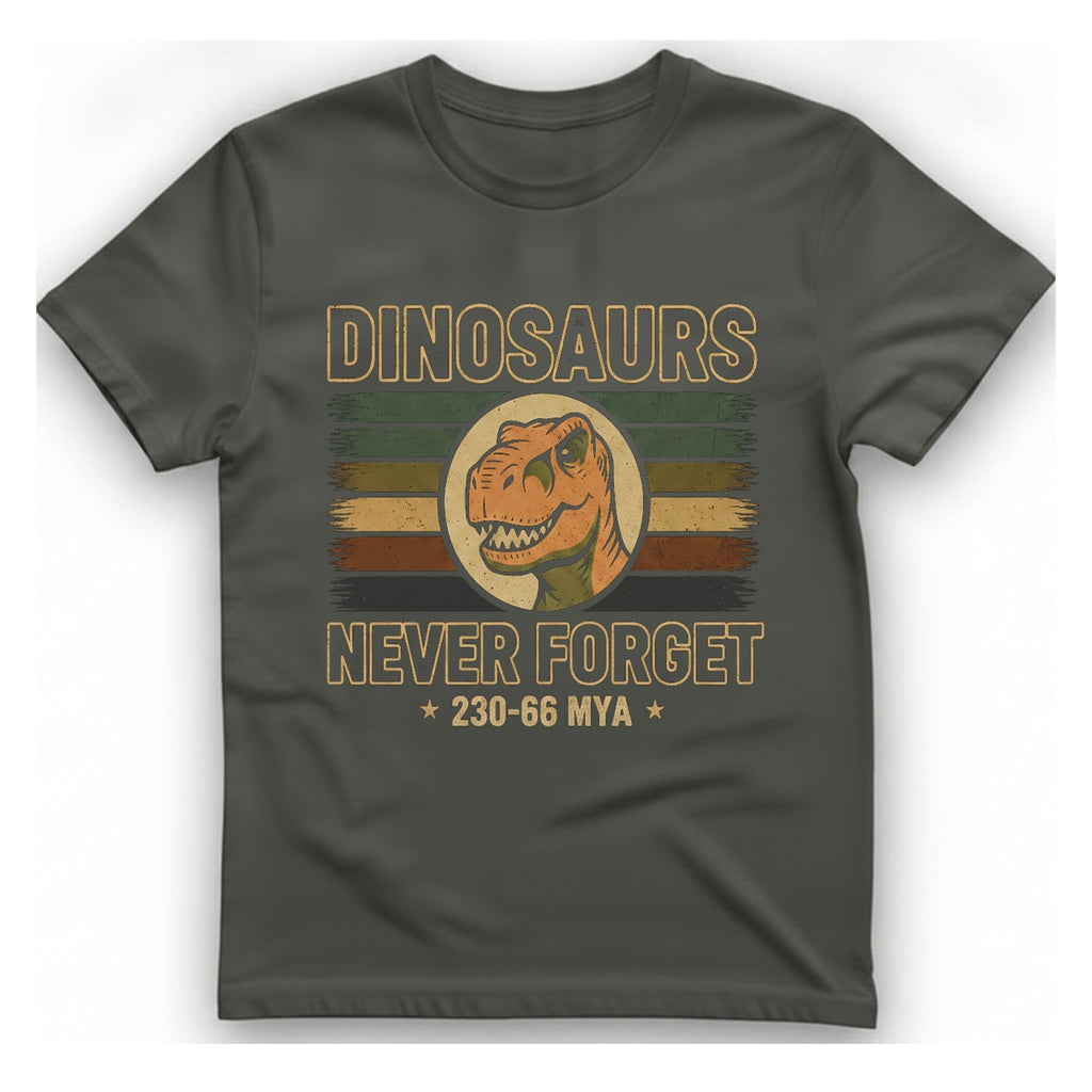 Dinosaurs Never Forget T-Shirt - Charcoal front