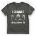I Survived The Great Library T-Shirt - Charcoal front