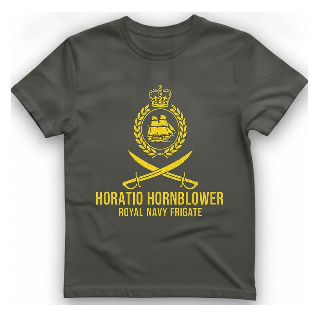Horatio Hornblower Royal Navy Frigate T-Shirt - Charcoal front