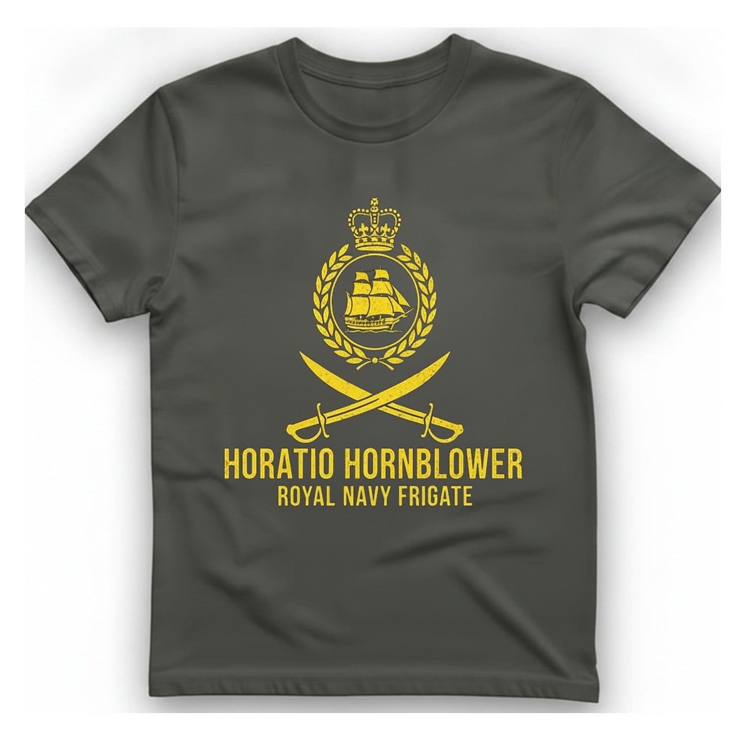 Horatio Hornblower Royal Navy Frigate T-Shirt - Charcoal front