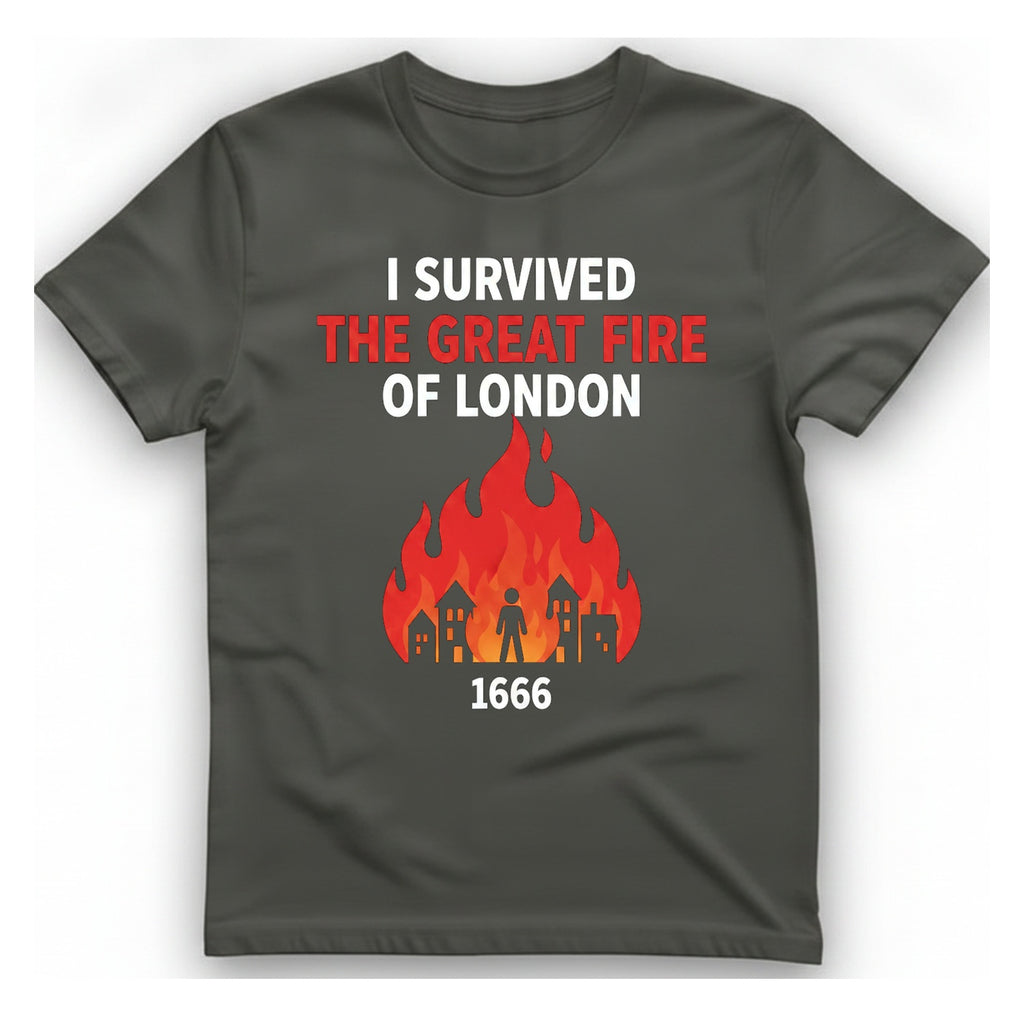 I Survived The Great Fire T-Shirt - Charcoal front