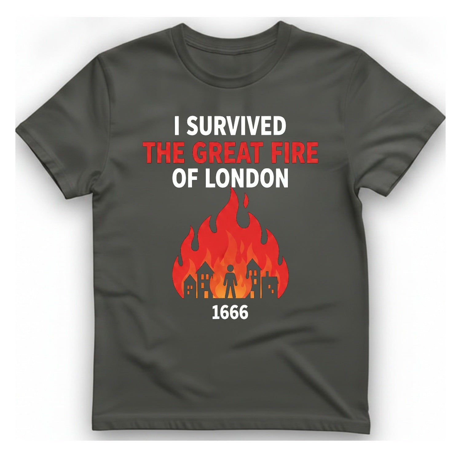I Survived The Great Fire T-Shirt - Charcoal front
