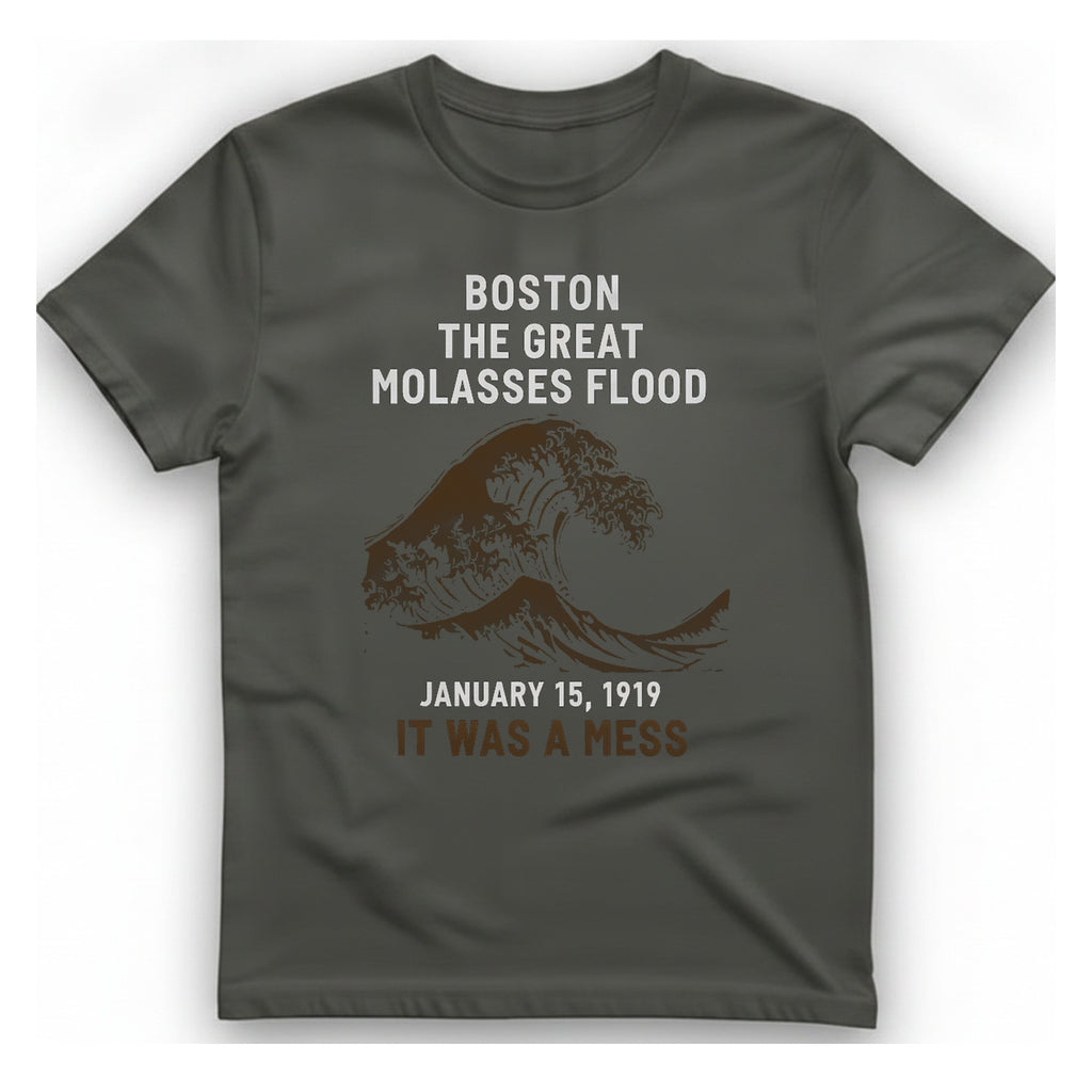 Boston The Great Molasses Flood T-Shirt - Charcoal front
