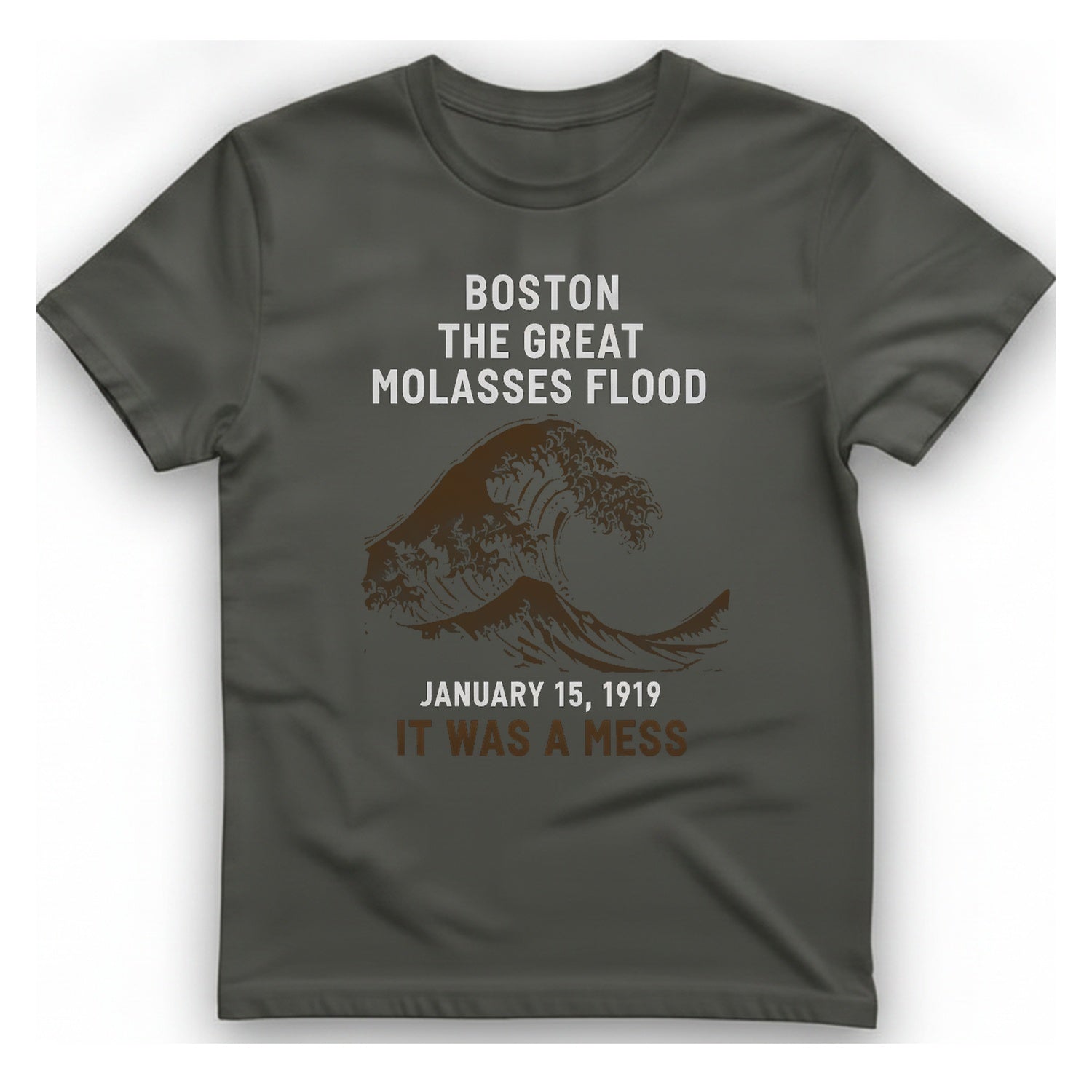 Boston The Great Molasses Flood T-Shirt - Charcoal front