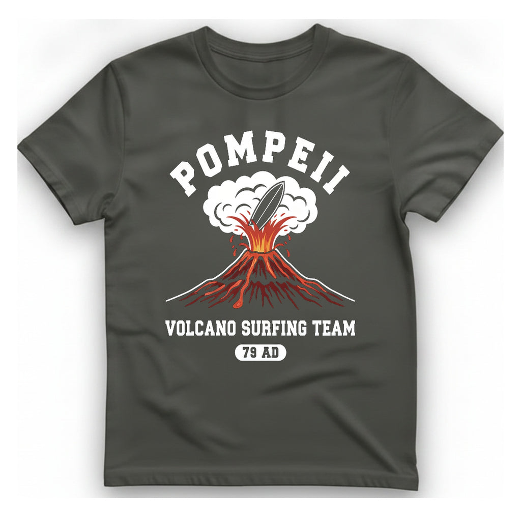 Pompeii Volcano Surfing Team T-Shirt - Charcoal front
