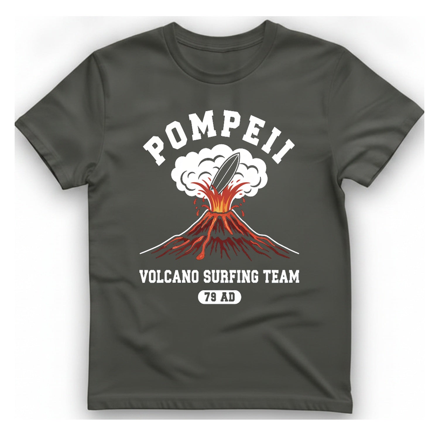 Pompeii Volcano Surfing Team T-Shirt - Charcoal front