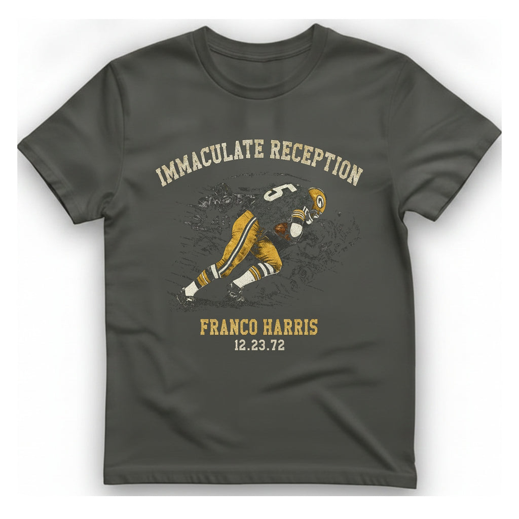 Immaculate Reception Franco Harris T-Shirt - Charcoal front