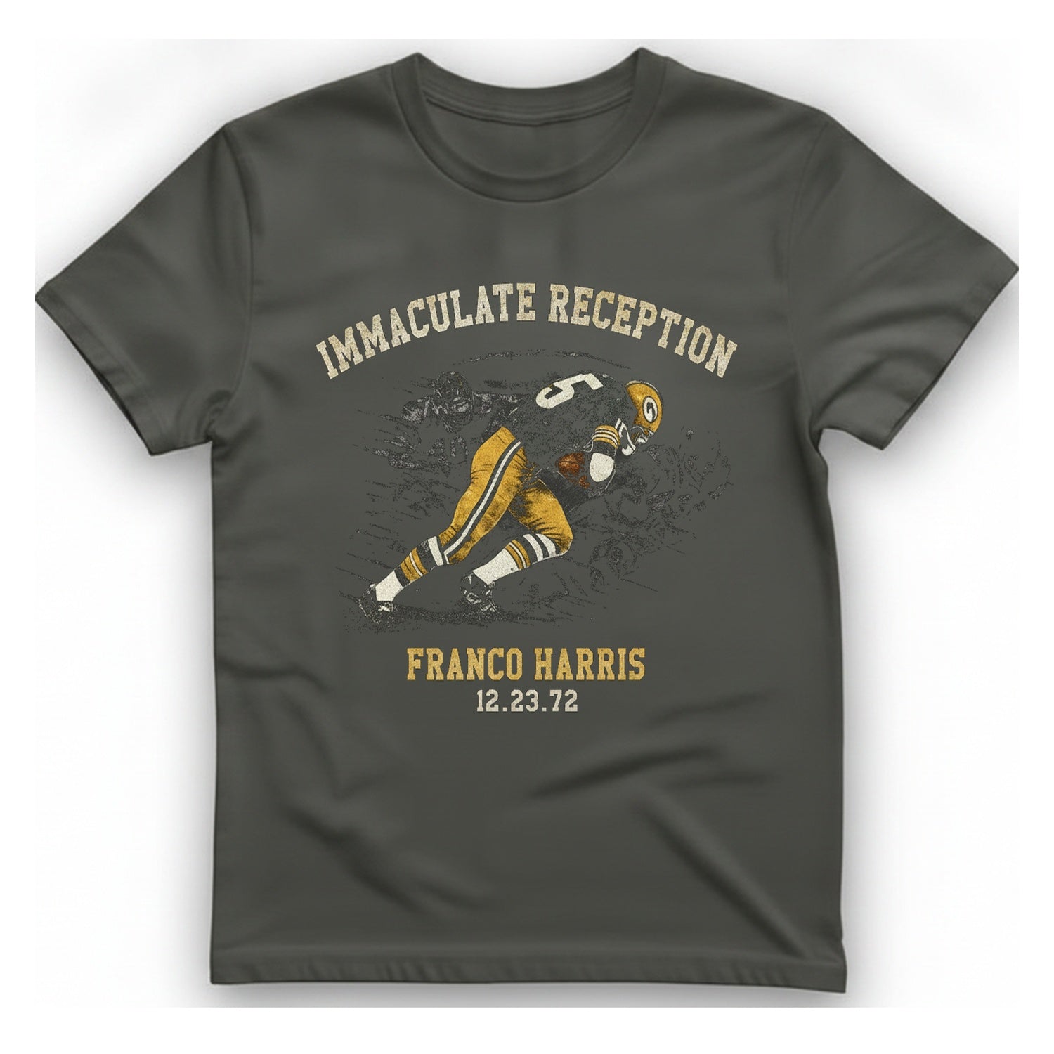 Immaculate Reception Franco Harris T-Shirt - Charcoal front