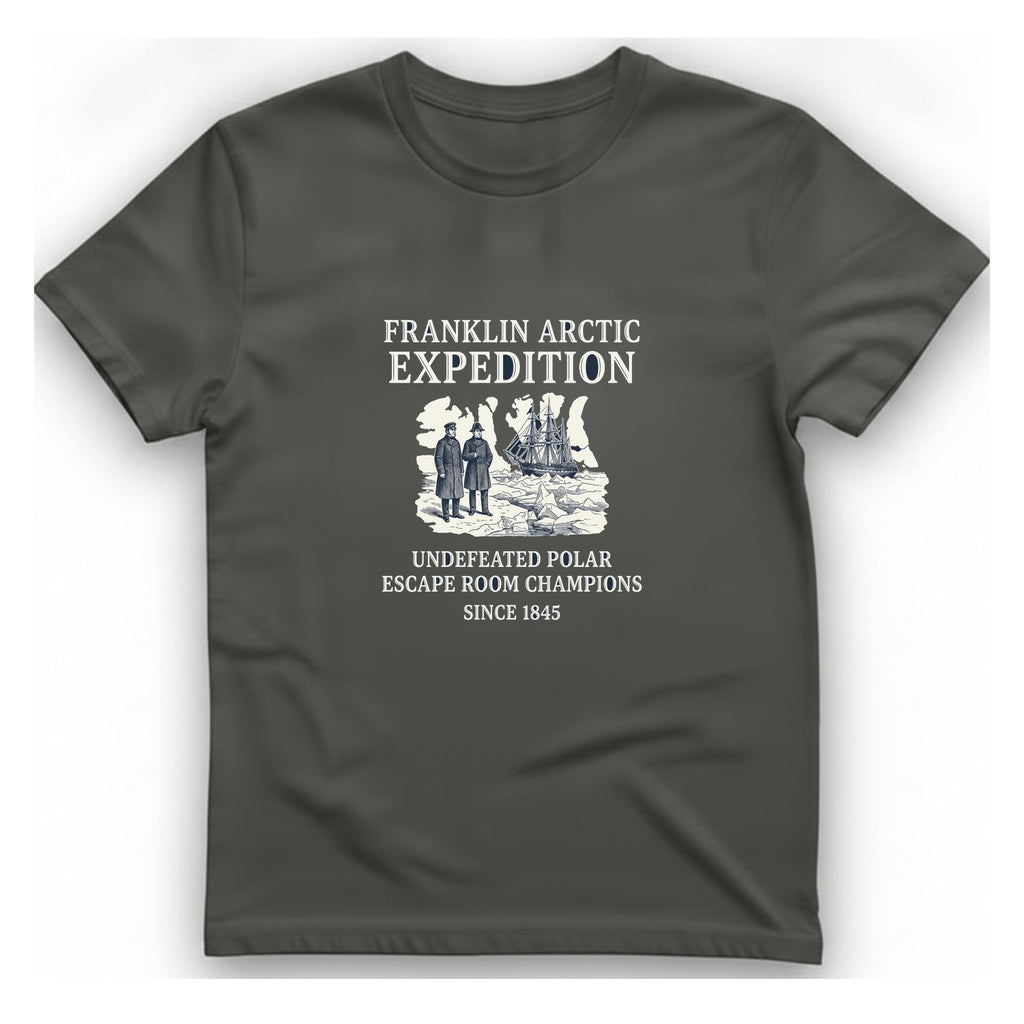 Franklin Arctic Expedition Escape Room T-Shirt - Charcoal front
