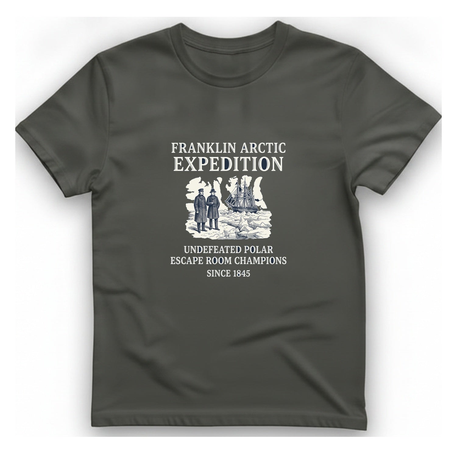 Franklin Arctic Expedition Escape Room T-Shirt - Charcoal front