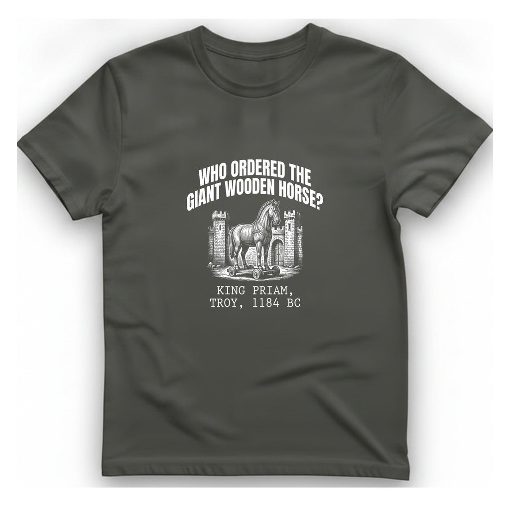 Trojan Wooden Horse T-Shirt - Charcoal front
