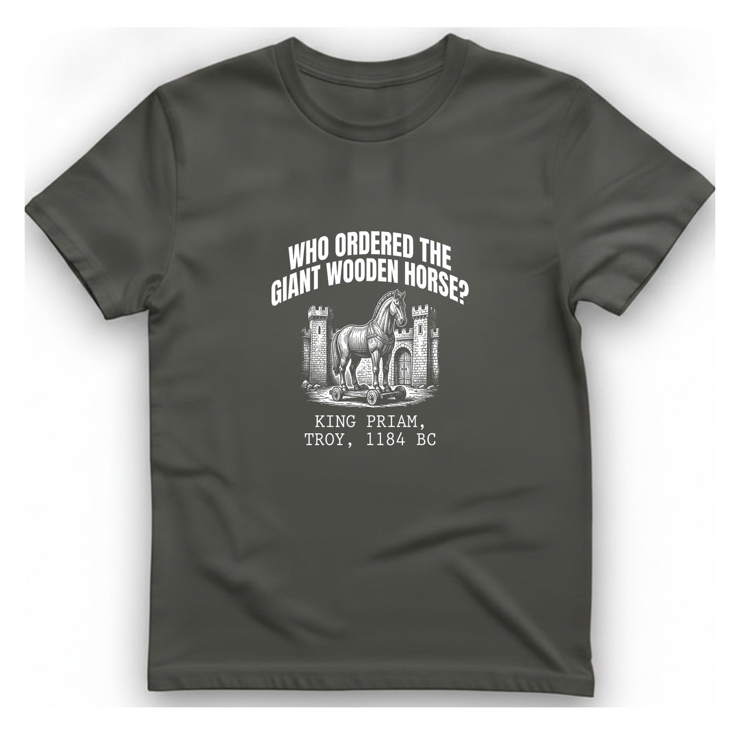 Trojan Wooden Horse T-Shirt - Charcoal front