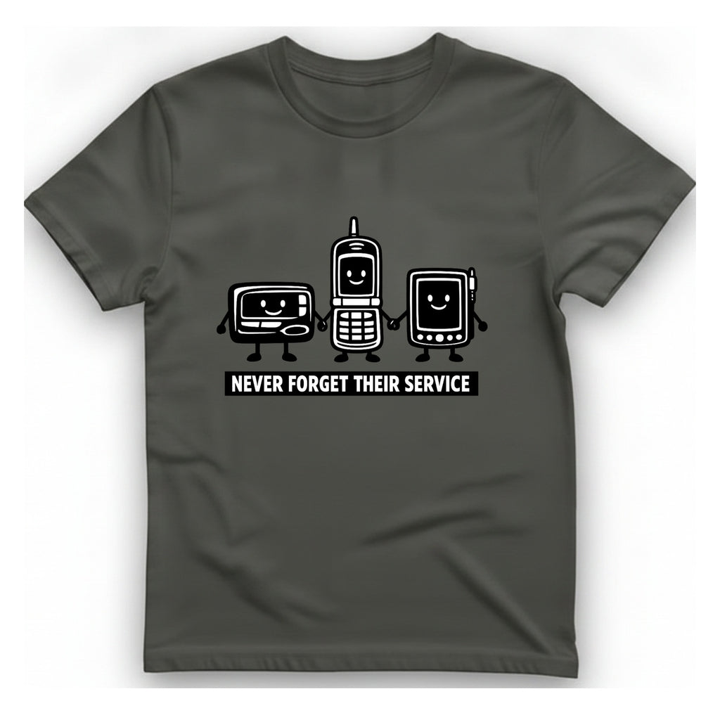 Never Forget Their Service Obsolete T-Shirt - Charcoal front